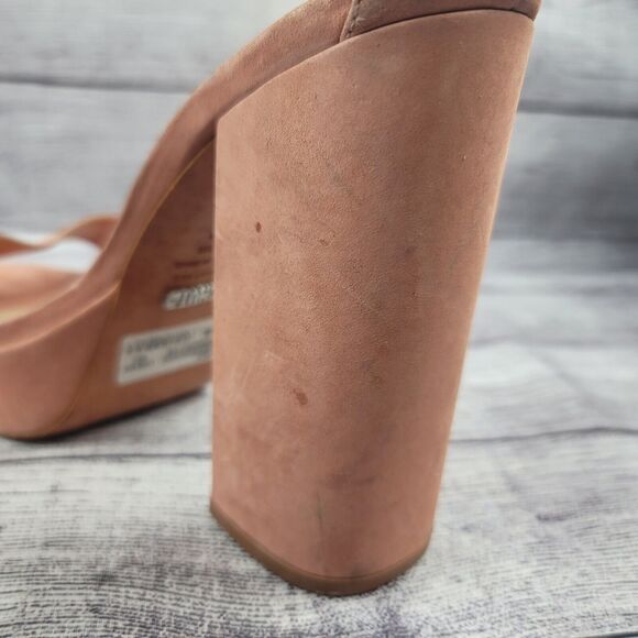 Schutz Women's Platform Block Heels Shoes Blush Suede Ankle Strap 8.5B - Picture 8 of 12